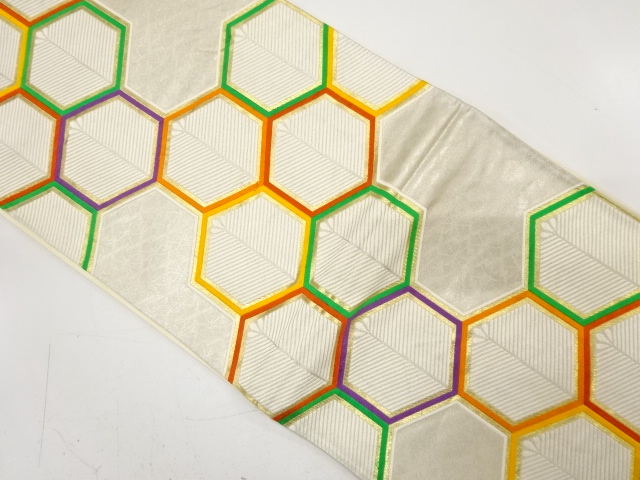 JAPANESE KIMONO / ANTIQUE FUKURO OBI / SILK / WOVEN KIKKO & YOUNG PINE